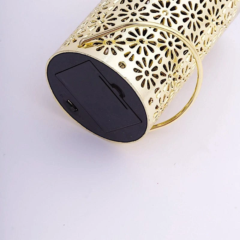 3 Metallic 3" X 5" Plastic LED Lantern Lamps With Flower Design - Gold 5 3 Metallic 3" X 5" Plastic LED Lantern Lamps With Flower Design - Gold - Image 3