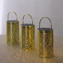 3 Metallic 3" X 5" Plastic LED Lantern Lamps With Flower Design - Gold 15 3 Metallic 3" X 5" Plastic LED Lantern Lamps With Flower Design - Gold -Optimal Home Decoration 3 metallic 3 x 5 plastic led lantern lamps with flower design gold led cand pl10 gold 30984316649535