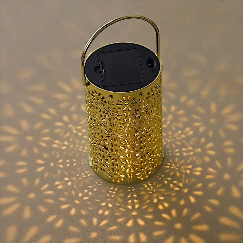 3 Metallic 3" X 5" Plastic LED Lantern Lamps With Flower Design - Gold 8 3 Metallic 3" X 5" Plastic LED Lantern Lamps With Flower Design - Gold - Image 6