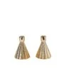 3 Metallic 5" Cone Shaped Ribbed Ceramic Taper Candle Holders - Gold 2 3 Metallic 5" Cone Shaped Ribbed Ceramic Taper Candle Holders - Gold -Optimal Home Decoration 3 metallic 5 ribbed ceramic taper candle holders gold cand hold tp002 5 gold 30898357895231