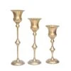 3 Metal Flute Trumpet Flower Vases Centerpieces - Gold