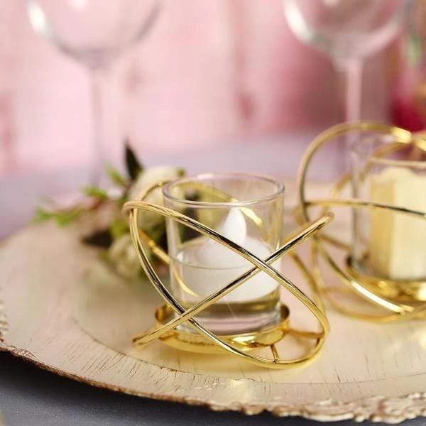 3 Pcs 3" Tall Geometric Metal Round Votive Candle Holders Flower Vases - Gold 8 3 Pcs 3" Tall Geometric Metal Round Votive Candle Holders Flower Vases - Gold - Image 6