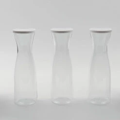 3 Pcs 34 Oz Plastic Carafes With Lids Beverage Jars - Clear And White