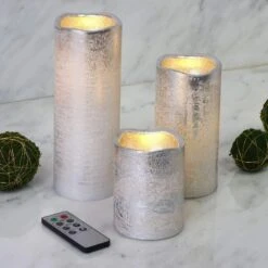 3 Pcs 4" 6" 8" Tall LED Pillar Candles Lights With Remote Control 27 3 Pcs 4" 6" 8" Tall LED Pillar Candles Lights With Remote Control -Optimal Home Decoration 3 pcs 4 6 8 tall led pillar candles lights with remote control metallic gold 28997331222591
