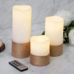 3 Pcs 4" 6" 8" Tall LED Pillar Candles Lights With Remote Control - Natural -Optimal Home Decoration 3 pcs 4 6 8 tall led pillar candles lights with remote control natural led cand pl02 nat 11764520386623