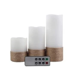3 Pcs 4" 6" 8" Tall LED Pillar Candles Lights With Remote Control - Natural -Optimal Home Decoration 3 pcs 4 6 8 tall led pillar candles lights with remote control natural led cand pl02 nat 28544357105727