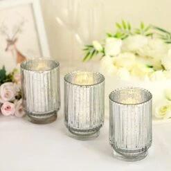 3 Pcs 5" Speckled Mercury Glass Votive Candle Holders -Optimal Home Decoration 3 pcs 5 speckled mercury glass votive candle holders 29012812070975