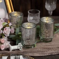 3 Pcs 5" Speckled Mercury Glass Votive Candle Holders -Optimal Home Decoration 3 pcs 5 speckled mercury glass votive candle holders 29012812136511