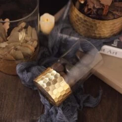 3 Pcs 6" 8" 10" Glass Cylinder Honeycomb Rim Vases - Clear With Gold -Optimal Home Decoration 3 pcs 6 8 10 glass cylinder honeycomb rim vases clear with gold vase a26 set01 gold 13819773976639