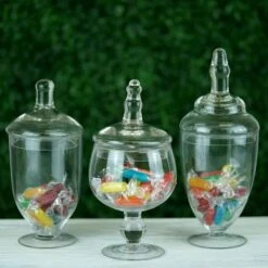 3 Pcs 9" 10" 11" Tall Glass Apothecary Jars Containers With Lids - Clear -Optimal Home Decoration 3 pcs 9 10 11 tall glass apothecary jars containers with lids clear glas jar07 clr 4746925047871