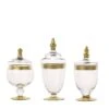 3 Pcs Glass Apothecary Jars Containers With Lids - Clear With Gold Trim 1 3 Pcs Glass Apothecary Jars Containers With Lids - Clear With Gold Trim -Optimal Home Decoration 3 pcs glass apothecary jars containers with lids clear with gold trim glas jar07 gold 14211538387007