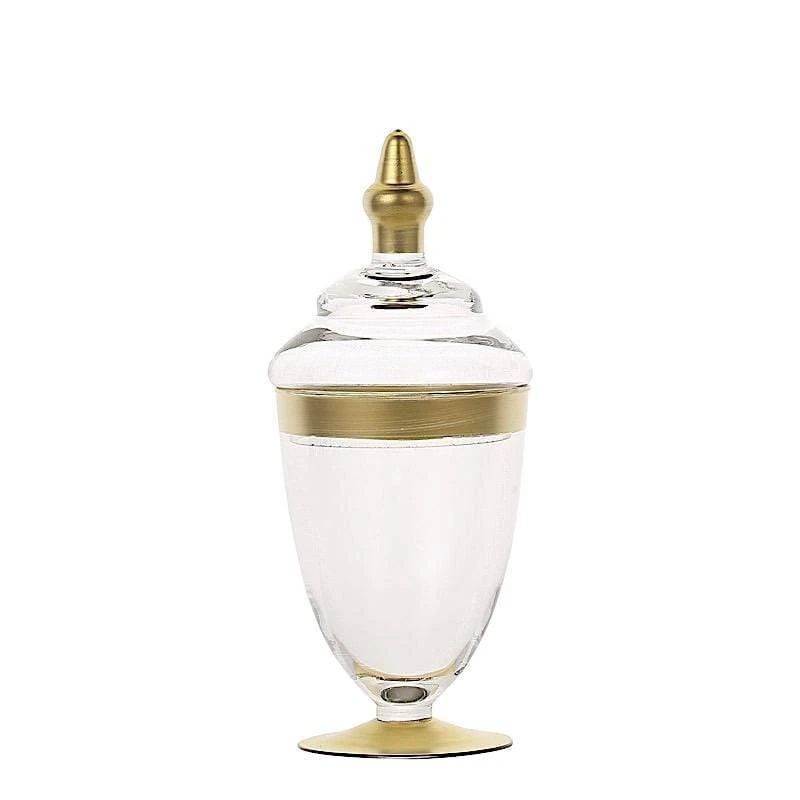 3 Pcs Glass Apothecary Jars Containers With Lids - Clear With Gold Trim 6 3 Pcs Glass Apothecary Jars Containers With Lids - Clear With Gold Trim - Image 4