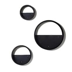 3 Pcs Half Moon Metal Wall Planters Round Floating Shelves