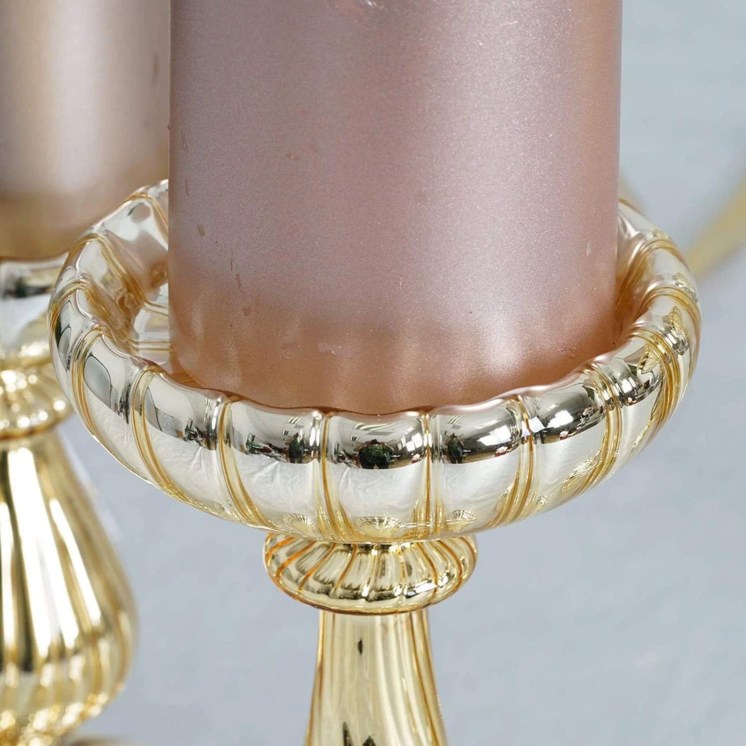 3 Pcs Mercury Glass Pillar Candle Holders Wedding Centerpieces 4 3 Pcs Mercury Glass Pillar Candle Holders Wedding Centerpieces - Image 2