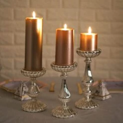 3 Pcs Mercury Glass Pillar Candle Holders Wedding Centerpieces 13 3 Pcs Mercury Glass Pillar Candle Holders Wedding Centerpieces -Optimal Home Decoration 3 pcs mercury glass pillar candle holders wedding centerpieces gold 28995559194687