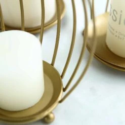 3 Pcs Metal Candle Holders Half Lanterns Wedding Centerpieces - Gold -Optimal Home Decoration 3 pcs metal candle holders half lanterns wedding centerpieces gold iron bask01 gold 28500417445951