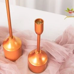 3 Taper Candle Holders Candlestick With Heavy Metal Base - Gold -Optimal Home Decoration 3 pcs metal taper candlestick holders gold iron cand tp010 set gold 29179129364543
