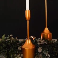 3 Taper Candle Holders Candlestick With Heavy Metal Base - Gold -Optimal Home Decoration 3 pcs metal taper candlestick holders gold iron cand tp010 set gold 29179129495615