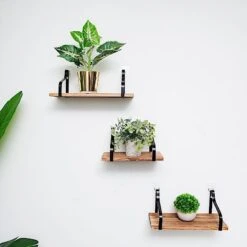 3 Rectangular Metal With Wood Floating Shelves - Natural -Optimal Home Decoration 3 pcs rectangular metal with wood floating shelves natural wod hopshlf flo01 dkbn 29145109069887