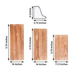 3 Rectangular Metal With Wood Floating Shelves - Natural -Optimal Home Decoration 3 pcs rectangular metal with wood floating shelves natural wod hopshlf flo01 dkbn 29145109626943