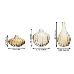 3 Pcs Round Ribbed Glass Flower Vases Centerpieces -Optimal Home Decoration 3 pcs round ribbed glass flower vases centerpieces 28980887224383