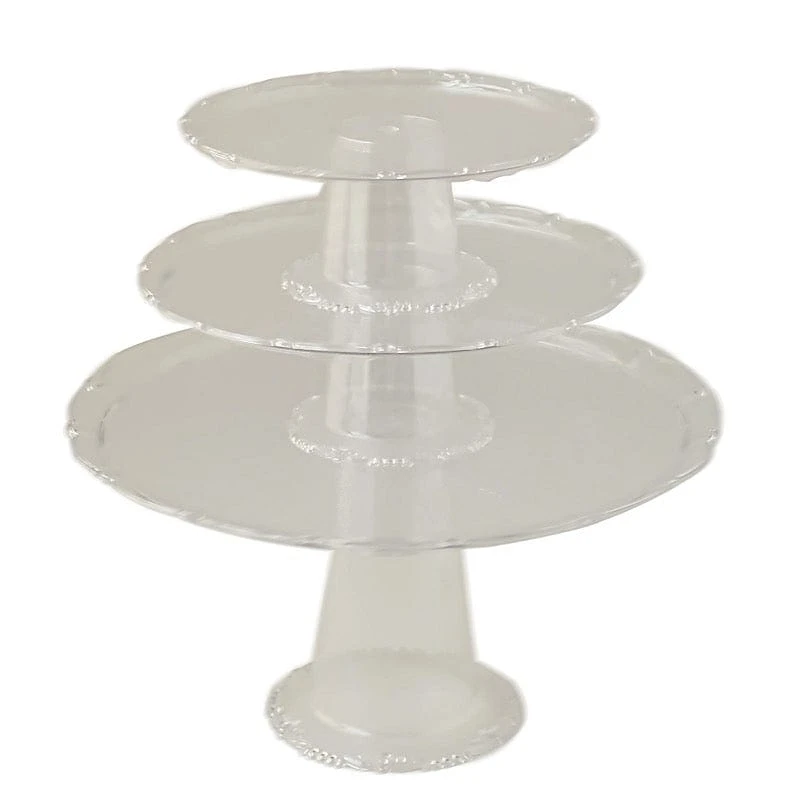 3 Plastic Stackable Dessert Pedestals Round Cupcake Display Stands Set - Clear 3 3 Plastic Stackable Dessert Pedestals Round Cupcake Display Stands Set - Clear