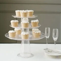 3 Plastic Stackable Dessert Pedestals Round Cupcake Display Stands Set - Clear 15 3 Plastic Stackable Dessert Pedestals Round Cupcake Display Stands Set - Clear -Optimal Home Decoration 3 plastic stackable dessert pedestals round cupcake display stands set clear cake plst r006 set clr 30479620636735