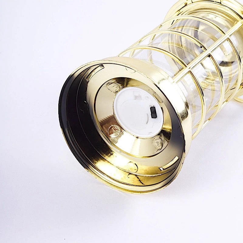 3 Mini 7" Plastic Lantern Lamps With LED Tealight Candles - Gold 14 3 Mini 7" Plastic Lantern Lamps With LED Tealight Candles - Gold - Image 12