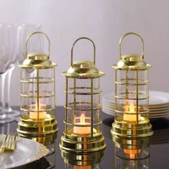 3 Mini 7" Plastic Lantern Lamps With LED Tealight Candles - Gold 20 3 Mini 7" Plastic Lantern Lamps With LED Tealight Candles - Gold -Optimal Home Decoration 3 round 7 mini led tealight candle lantern lamps led cand pl09 gold 30962103320639