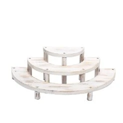 3 Semicircle 3 Tier Wooden Cupcake Pedestals Dessert Display Stands - Whitewashed -Optimal Home Decoration 3 semicircle 3 tier wooden cupcake pedestals dessert display stands whitewashed cake wod010 set wht 30768947036223