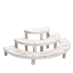 3 Semicircle 3 Tier Wooden Cupcake Pedestals Dessert Display Stands - Whitewashed