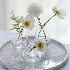 3 Small Glass Flower Vases Centerpieces With Metallic Gold Rim - Clear 19 3 Small Glass Flower Vases Centerpieces With Metallic Gold Rim - Clear -Optimal Home Decoration 3 small glass flower vases centerpieces with metallic gold rim clear vase rnd 006 set clgd 30448046407743