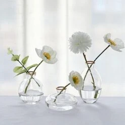 3 Small Glass Flower Vases Centerpieces With Metallic Gold Rim - Clear 15 3 Small Glass Flower Vases Centerpieces With Metallic Gold Rim - Clear -Optimal Home Decoration 3 small glass flower vases centerpieces with metallic gold rim clear vase rnd 006 set clgd 30448046440511