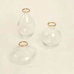 3 Small Glass Flower Vases Centerpieces With Metallic Gold Rim - Clear 17 3 Small Glass Flower Vases Centerpieces With Metallic Gold Rim - Clear -Optimal Home Decoration 3 small glass flower vases centerpieces with metallic gold rim clear vase rnd 006 set clgd 30448046506047