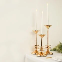 3 Taper Candle Holders 3-Disk Design Pedestal Candlestick Stands - Gold 19 3 Taper Candle Holders 3-Disk Design Pedestal Candlestick Stands - Gold -Optimal Home Decoration 3 taper candle holders disk pedestal design candlestick stands gold iron cand tp014 set gold 30746560397375