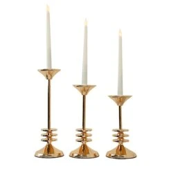 3 Taper Candle Holders 3-Disk Design Pedestal Candlestick Stands - Gold 21 3 Taper Candle Holders 3-Disk Design Pedestal Candlestick Stands - Gold -Optimal Home Decoration 3 taper candle holders disk pedestal design candlestick stands gold iron cand tp014 set gold 30746560430143