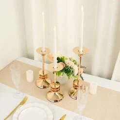 3 Taper Candle Holders 3-Disk Design Pedestal Candlestick Stands - Gold 15 3 Taper Candle Holders 3-Disk Design Pedestal Candlestick Stands - Gold -Optimal Home Decoration 3 taper candle holders disk pedestal design candlestick stands gold iron cand tp014 set gold 30746560528447