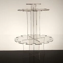 3-Tier 21" Round Acrylic Champagne Glasses Holder Flutes Display Stand - Clear