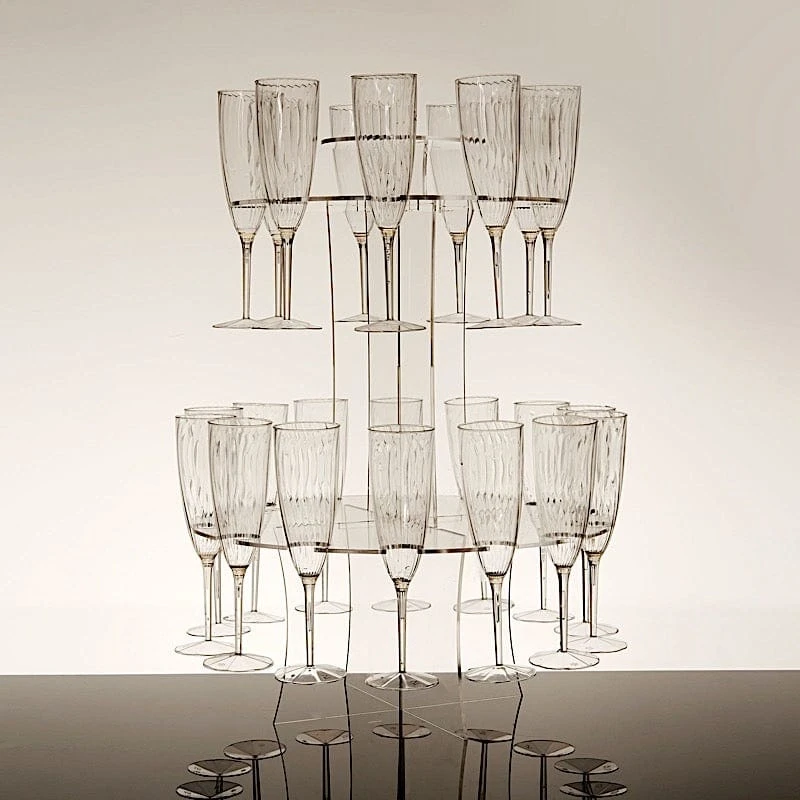 3-Tier 21" Round Acrylic Champagne Glasses Holder Flutes Display Stand - Clear 8 3-Tier 21" Round Acrylic Champagne Glasses Holder Flutes Display Stand - Clear - Image 6