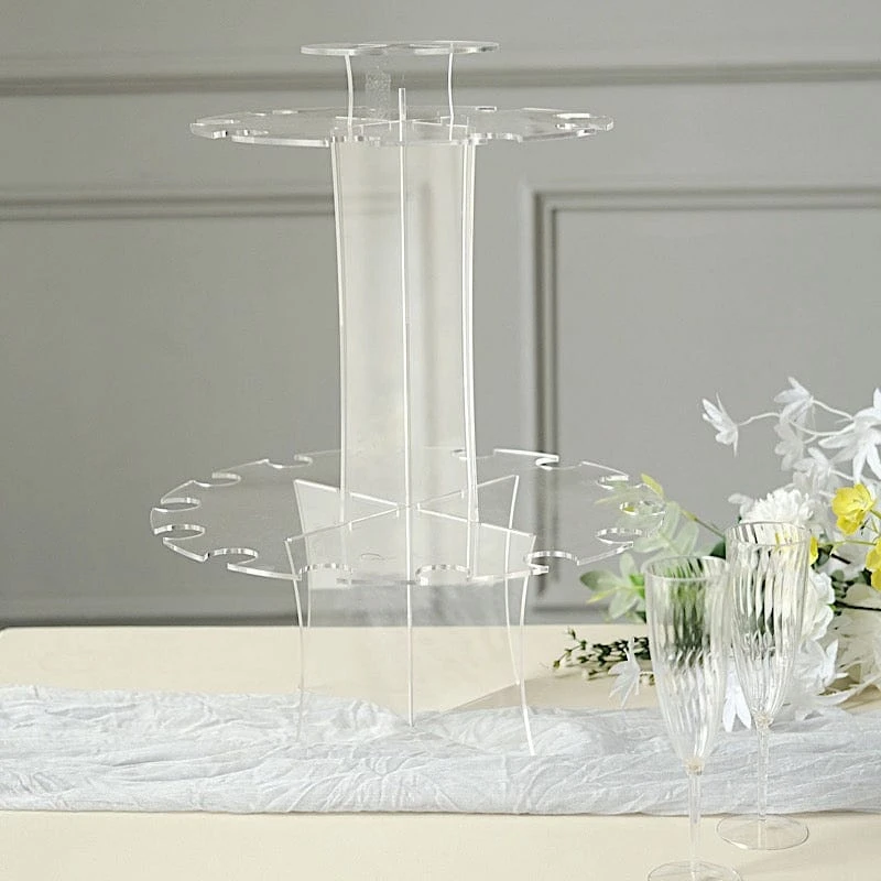 3-Tier 21" Round Acrylic Champagne Glasses Holder Flutes Display Stand - Clear 7 3-Tier 21" Round Acrylic Champagne Glasses Holder Flutes Display Stand - Clear - Image 5