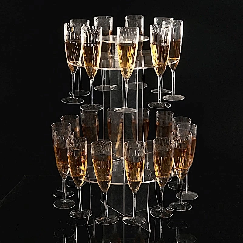3-Tier 21" Round Acrylic Champagne Glasses Holder Flutes Display Stand - Clear 11 3-Tier 21" Round Acrylic Champagne Glasses Holder Flutes Display Stand - Clear - Image 9