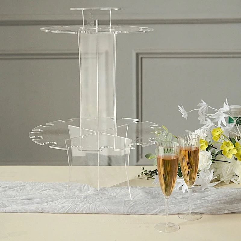 3-Tier 21" Round Acrylic Champagne Glasses Holder Flutes Display Stand - Clear 10 3-Tier 21" Round Acrylic Champagne Glasses Holder Flutes Display Stand - Clear - Image 8