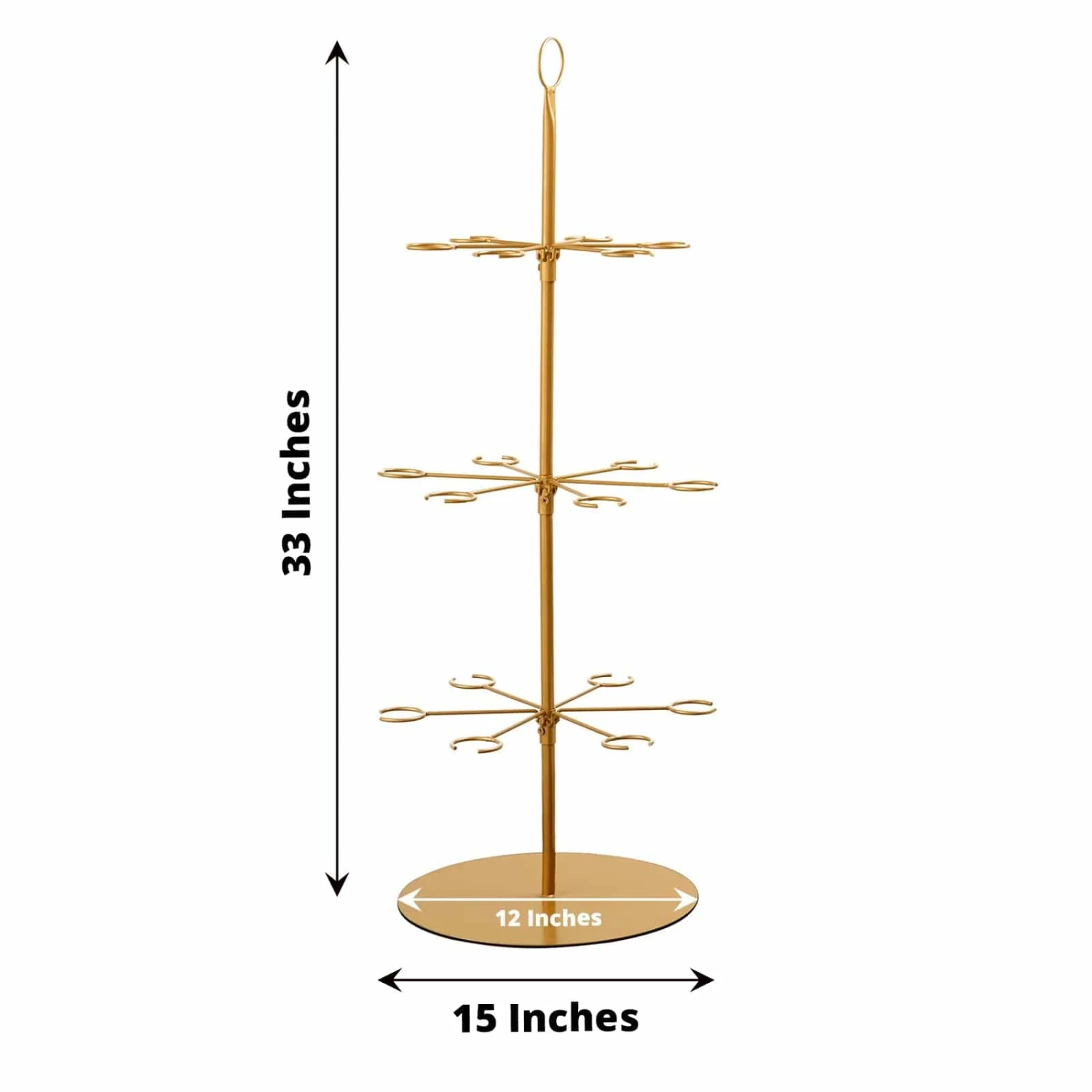 3-Tier 33" Metal Wine Glass Holder Tree Champagne Flutes Display Stand - Gold 4 3-Tier 33" Metal Wine Glass Holder Tree Champagne Flutes Display Stand - Gold - Image 2