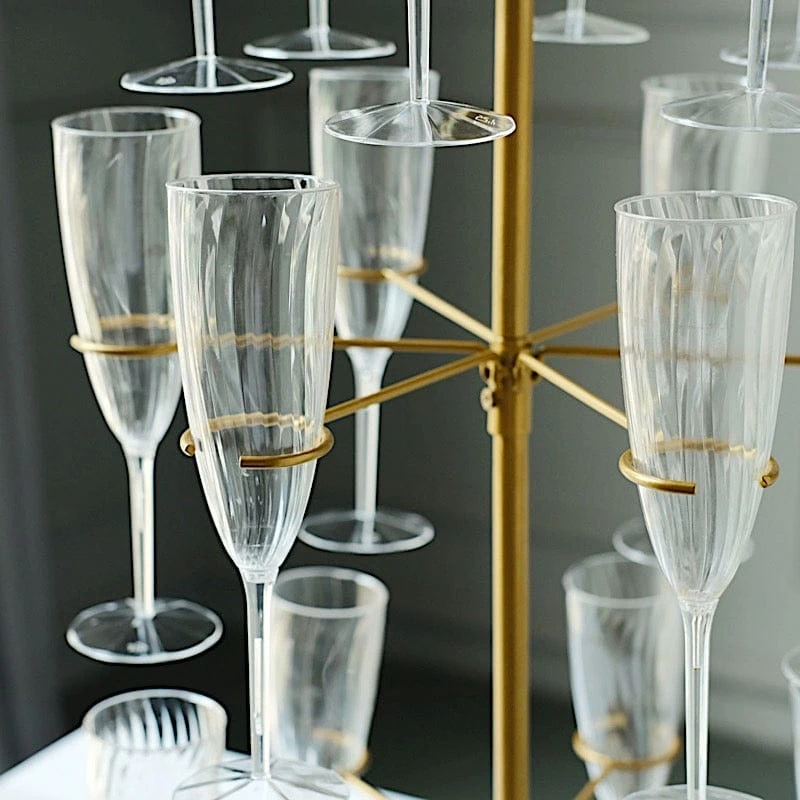 3-Tier 33" Metal Wine Glass Holder Tree Champagne Flutes Display Stand - Gold 6 3-Tier 33" Metal Wine Glass Holder Tree Champagne Flutes Display Stand - Gold - Image 4