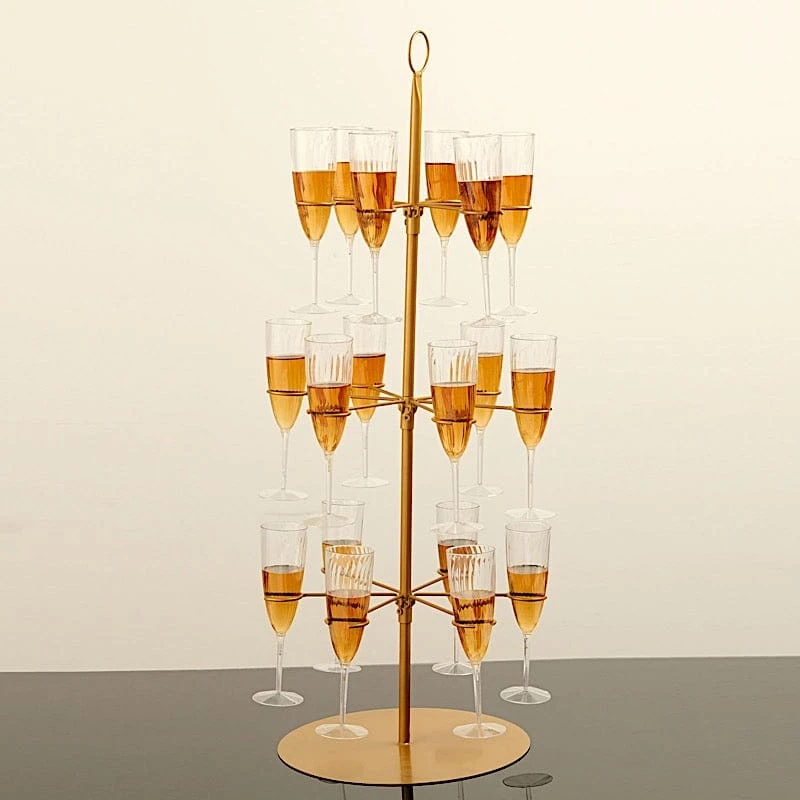 3-Tier 33" Metal Wine Glass Holder Tree Champagne Flutes Display Stand - Gold 8 3-Tier 33" Metal Wine Glass Holder Tree Champagne Flutes Display Stand - Gold - Image 6