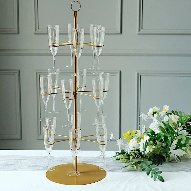 3-Tier 33" Metal Wine Glass Holder Tree Champagne Flutes Display Stand - Gold 9 3-Tier 33" Metal Wine Glass Holder Tree Champagne Flutes Display Stand - Gold - Image 7