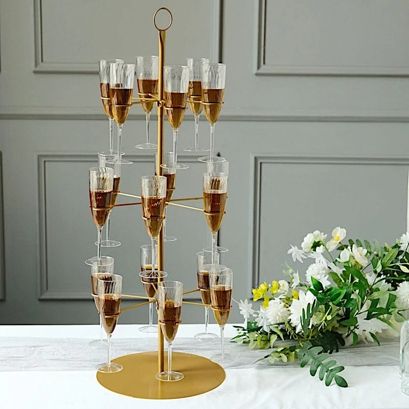 3-Tier 33" Metal Wine Glass Holder Tree Champagne Flutes Display Stand - Gold 11 3-Tier 33" Metal Wine Glass Holder Tree Champagne Flutes Display Stand - Gold - Image 9