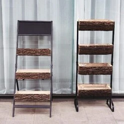 3 Tier Metal Stand With Natural Wood Planters Holders - Black And Brown 15 3 Tier Metal Stand With Natural Wood Planters Holders - Black And Brown -Optimal Home Decoration 3 tier metal stand with natural wood planters holders black and brown furn wod rck001 28522569564223