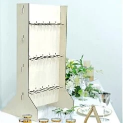 3-Tier Rectangular Wooden Champagne Glass Holder Stand - White -Optimal Home Decoration 3 tier rectangular wooden champagne glass holder stand white disp stnd wod01 3 nat 29882220609599