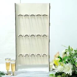 3-Tier Rectangular Wooden Champagne Glass Holder Stand - White -Optimal Home Decoration 3 tier rectangular wooden champagne glass holder stand white disp stnd wod01 3 nat 29882220642367